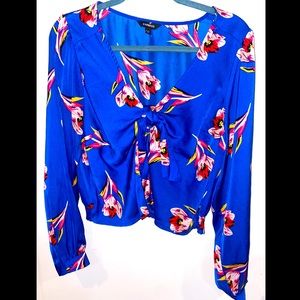 Express Royal Blue Floral Blouse